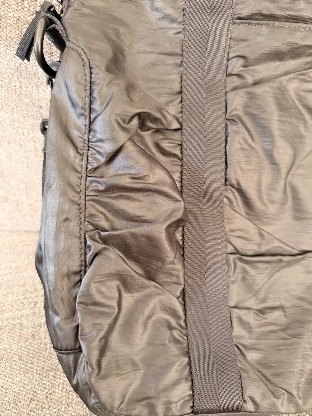 Under Armour Ruched Black Duffel Tote + Dual Carry Straps - 16”w x 15”h x 4.5”d